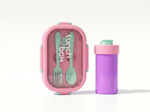 Lunch Box Set 2in1 Pink/Purple T200